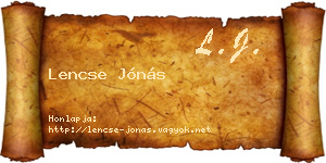 Lencse Jónás névjegykártya